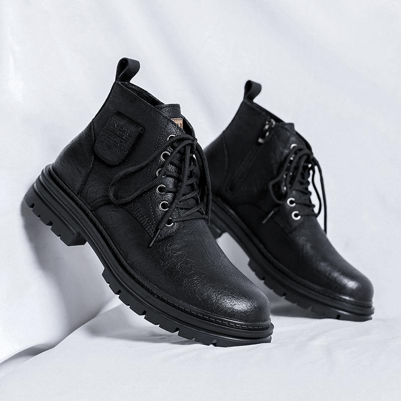 Высококачественные ботинки средней высоты на толстой подошве в английском стиле, модный бренд, мужские ботильоны на молнии, удобные кожаные ботинки