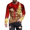 Christmas Muscle Pattern Fun T-Shirts Fashion 3d Printed Round Neck Long Sleeve Street Personality Breathable Men's T-shirts