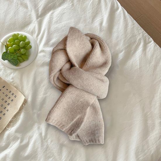 Knitting Scarf Solid Color Thickened Warm Women Scarf Cold Weather Thermal Neck Wrap Casual Outfit Scarf