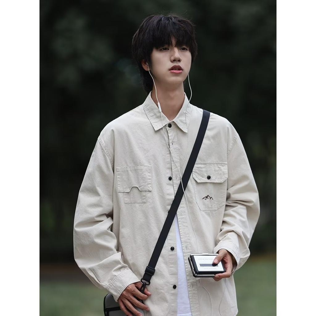 Spring New Hong Kong Style Trendy Retro Casual Long-Sleeved Shirt Men's Loose All-Matching Fashion Brand Japanese Style Shirt Men's and Women's