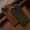 Для iPhone 15 Pro Чехол Роскошный Натуральная Кожа Crazy Horse для Funda iphone14 13 12 XR 7 8 SE Задняя Крышка Ударопрочный Carcasa