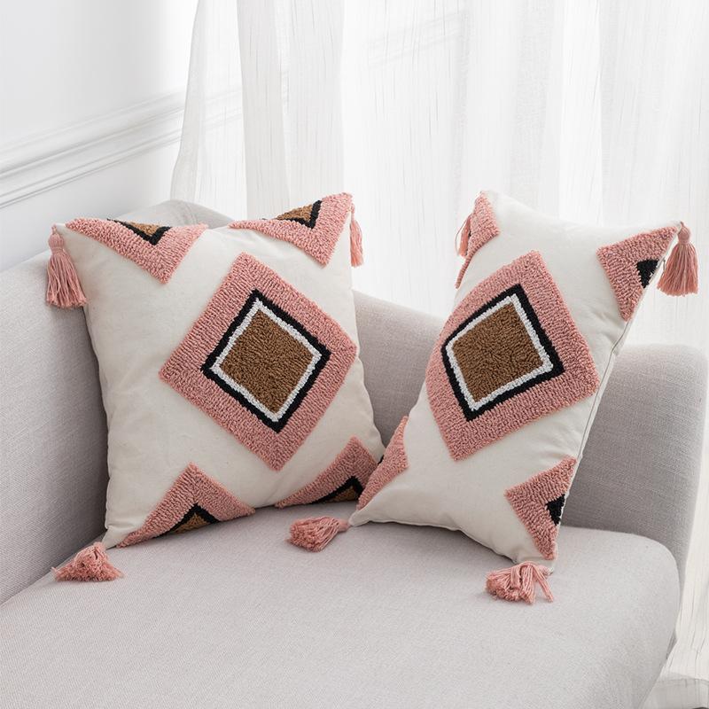 Скандинавская подушка Ins, тафтинговая подушка с кисточками, подушка для гостиной, дивана, поясная наволочка