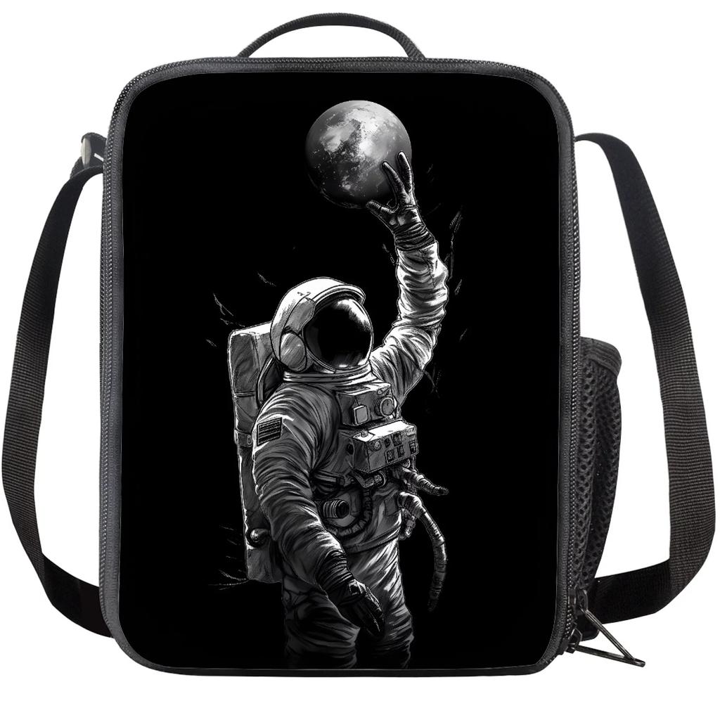 Современный изолированный ланч-бокс с принтом галактики и астронавта, многоразовый и портативный ланч-бокс, пищевой контейнер для детей и школьников, пикников