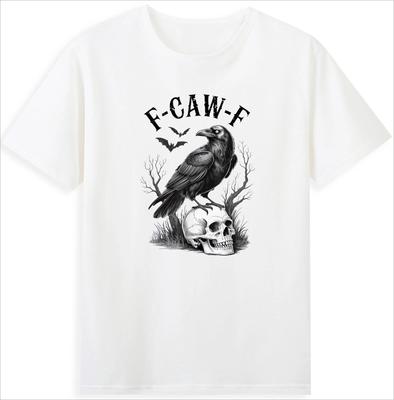 Хэллоуин F Caw F Черная Птица F-Caw-F Ворон со Черепом Хоррор Графическая Футболка Мужская Одежда Удобные Рубашки