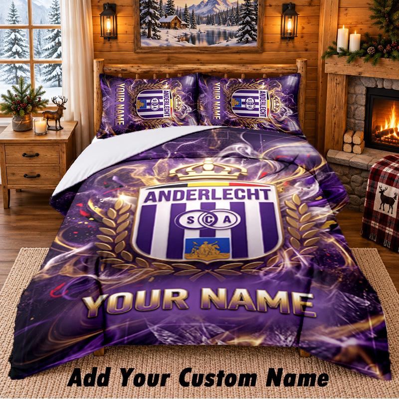 Anderlecht FC Pattern Bedding 3Pcs Set Custom Name, Bed Sheet And Pillowcases For Home Bedroom