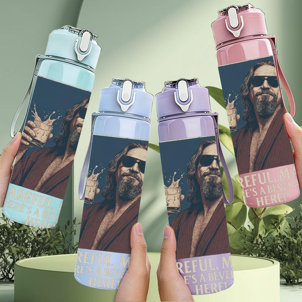 1PC Vintage Male Portrait Art 750ml sports water bottle leakproof straw lid outdoor office home