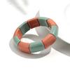 Retro Acrylic Geometric Elastic Bracelets for Women Men New Trendy Acrylic Beads Wide Bracelet Bangle Autumn Winter Jewelry Gift