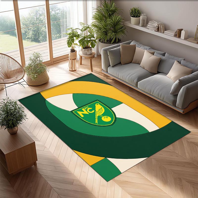 Norwich City Football Print Crystal Velvet Rug, Comfortable Water Absorbent Non Slip Indoor Floor Carpet