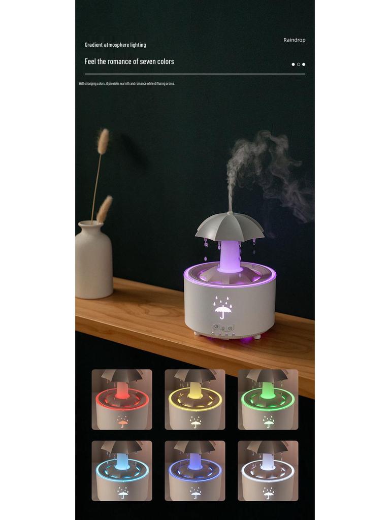 Вращающийся аромадиффузор «Капля дождя» Цветная дыхательная подсветка Многофункциональный USB диффузор для эфирных масел Увлажнитель воздуха Домашний офис Спальня Настольный декор
