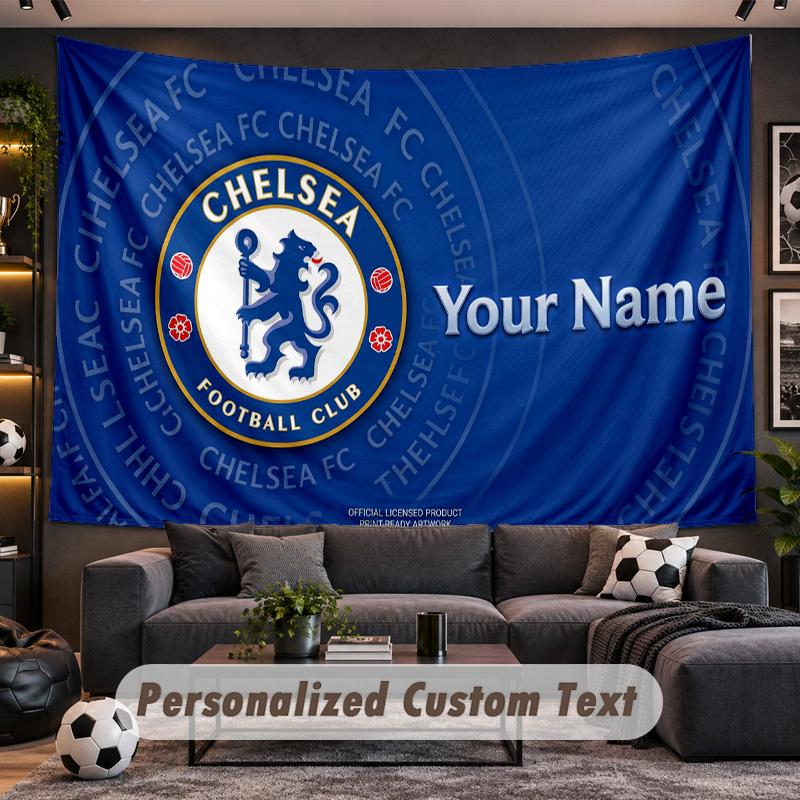 Chelsea FC Personalized Tapestry Support Custom Name, Wall Art Home Decoration
