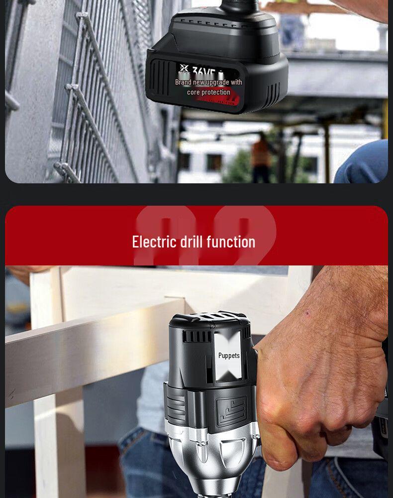 Бесщеточный электрический ударный гайковерт с высоким крутящим моментом и литиевой батареей для авторемонта, монтажа строительных лесов и деревообработки