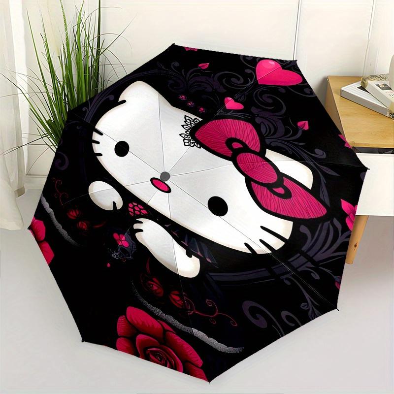 Hello Kitty,Gothic Style Automatic Umbrella-Foldable, Durable 8-Bone Design, Compact and Stylish, Great for Camping, Halloween, Christmas, M