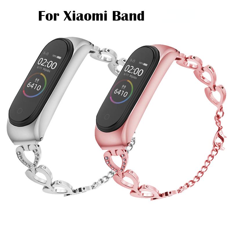 Ремешок для Mi Band 3 4 5 6 7 из нержавеющей стали Xiaomi Mi 6 5 4 3 Регулируемый ремешок для часов Браслет на запястье Аксессуары для умных часов для женщины, жены, дочери