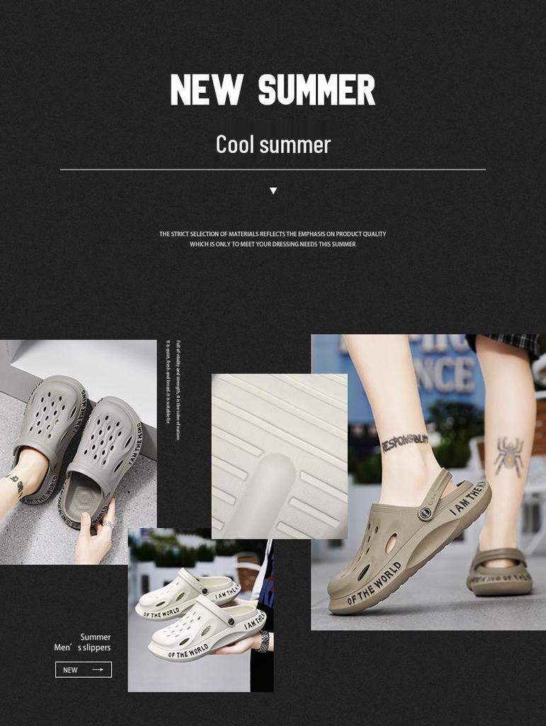 Мужские сандалии и шлепанцы с закрытым носком «Кокосовый сад» – Мягкая подошва, дышащие, модные, универсальные для пляжа.