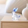Yousheng Faux Crystal Rabbit Figurine Transparent Collectible Rabbit Statue Glass Art Animal Ornament Bunny Sculpture for Home Office Desk Car