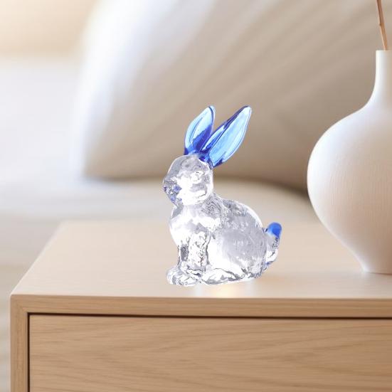 Yousheng Faux Crystal Rabbit Figurine Transparent Collectible Rabbit Statue Glass Art Animal Ornament Bunny Sculpture for Home Office Desk Car