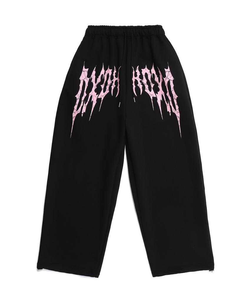D.XO.H Симметричный Логотип Большие Широкие Брюки Черный/Розовый