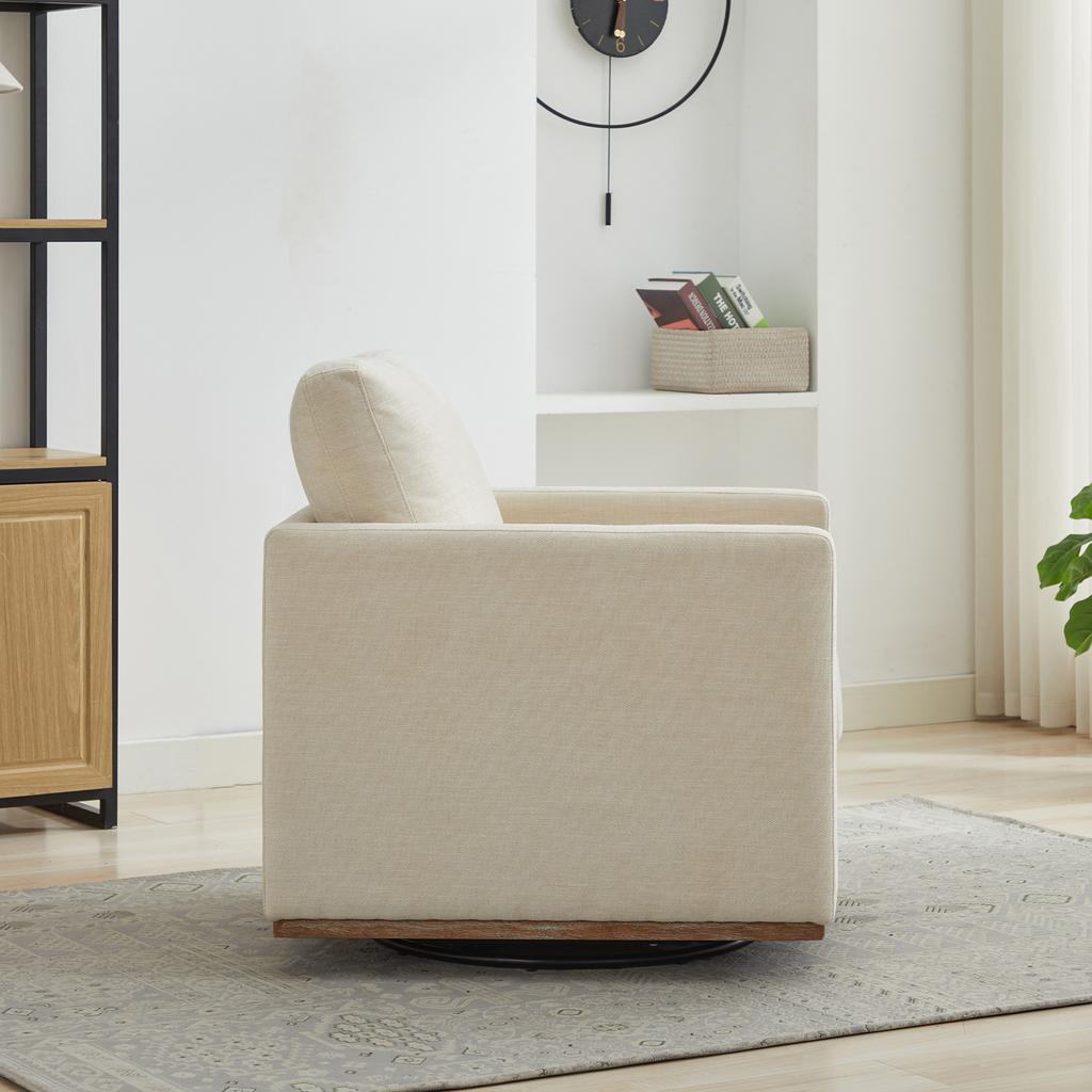 Four-Sided Upholstered Swivel Accent Chair, 360 degrees Club Chair & Lounge Chair with Armrests for Living Room, Bedroom, Apartment & Children's Room