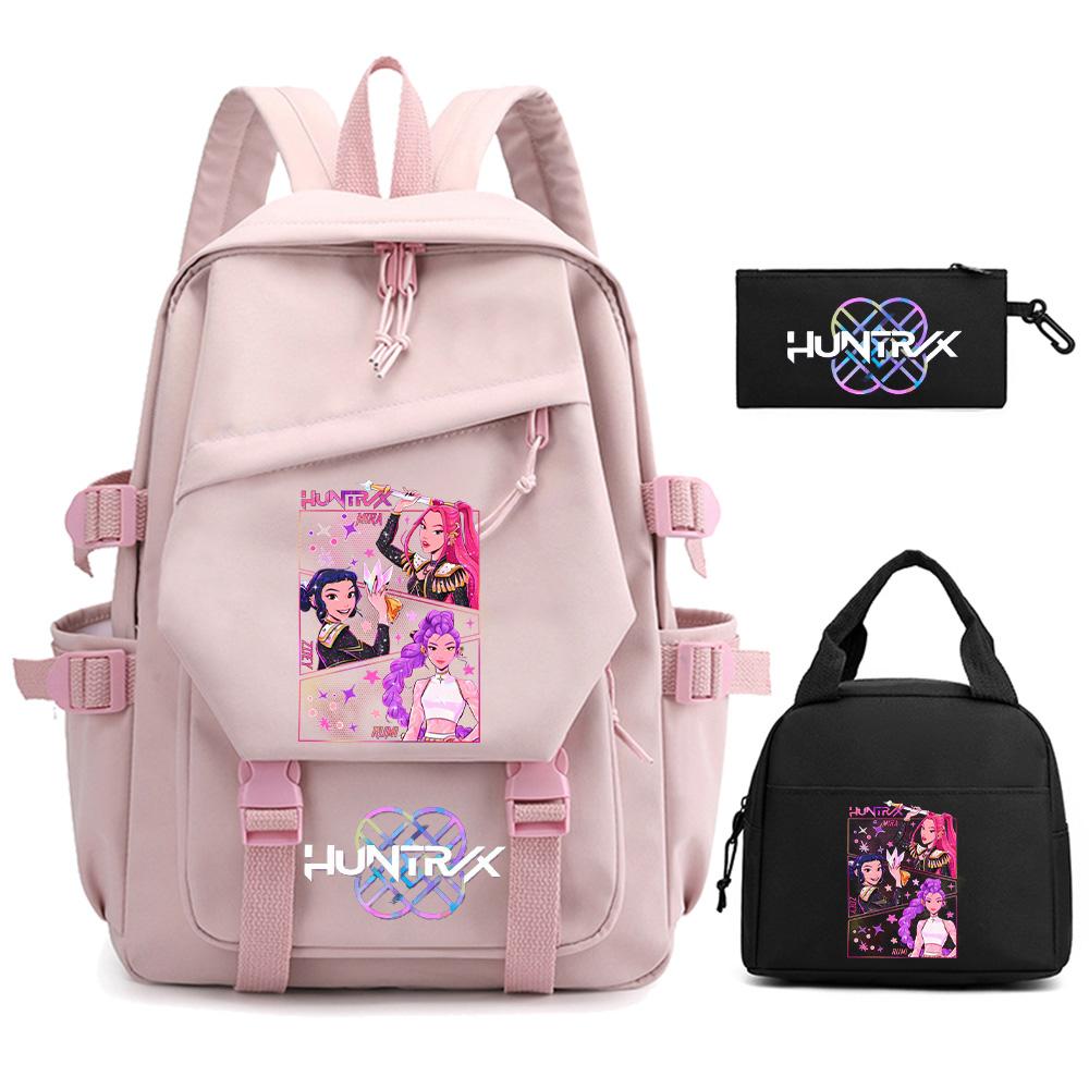 3Pcs/set Anime Cartoon Demon Hunters Printed Backpack for Teenger Children Student Schoolbag Girl Women Large Capacity Waterproof Travel Bag
