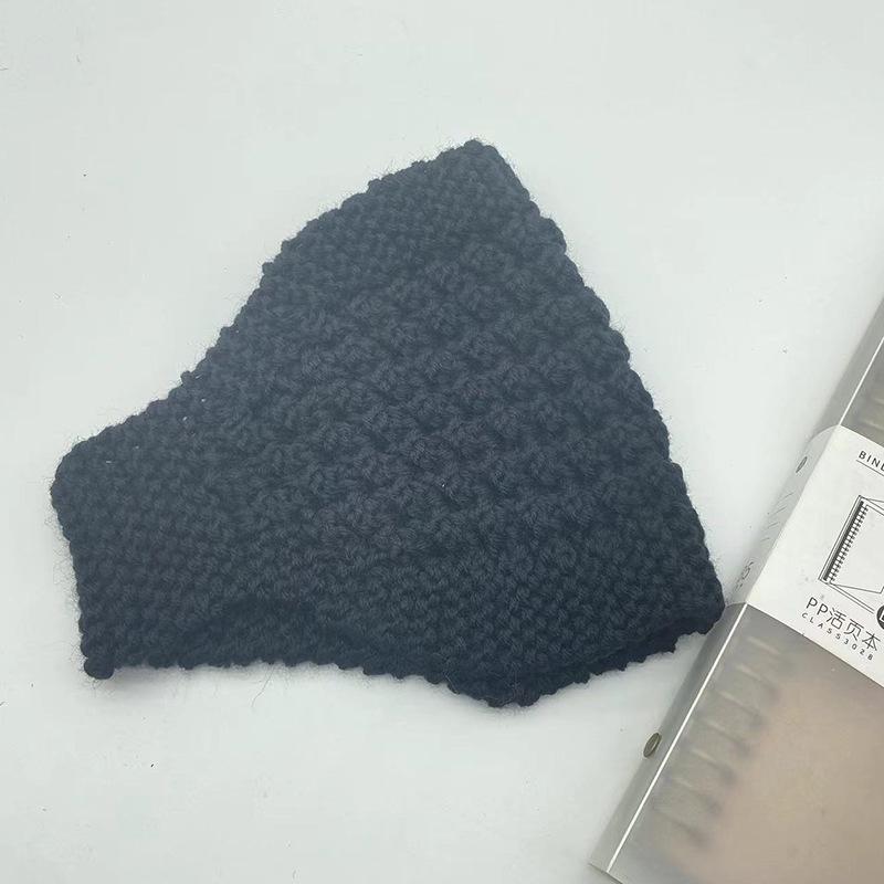 Шерстяная широкополая шляпа-повязка на голову - теплый осенне-зимний вязаный головной убор и платок, аксессуар для волос