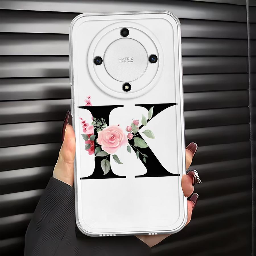 Чехол с цветочными буквами для Honor 90 Lite X9a X7b X8 X8b X9b X8a Мягкая крышка для телефона