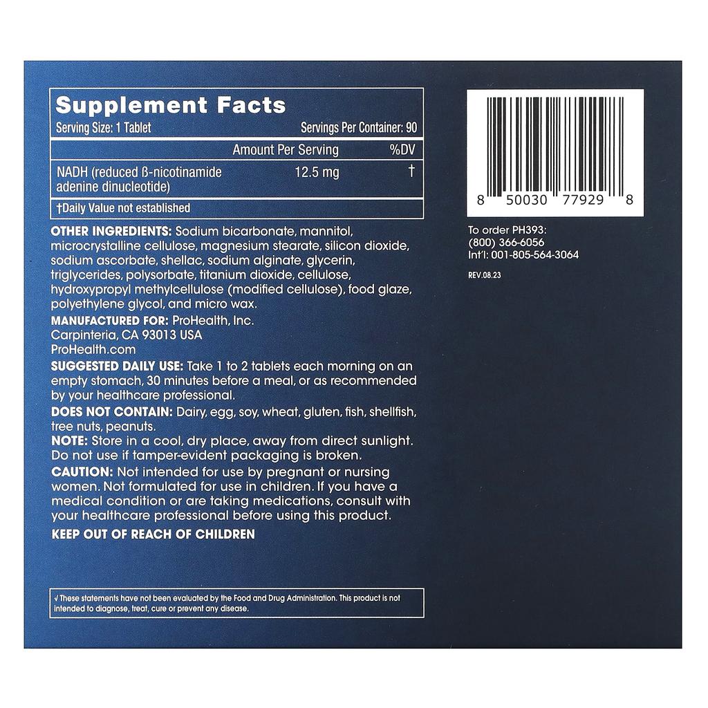 ProHealth Longevity, Energy NADH, 12.5 mg, 90 tablets