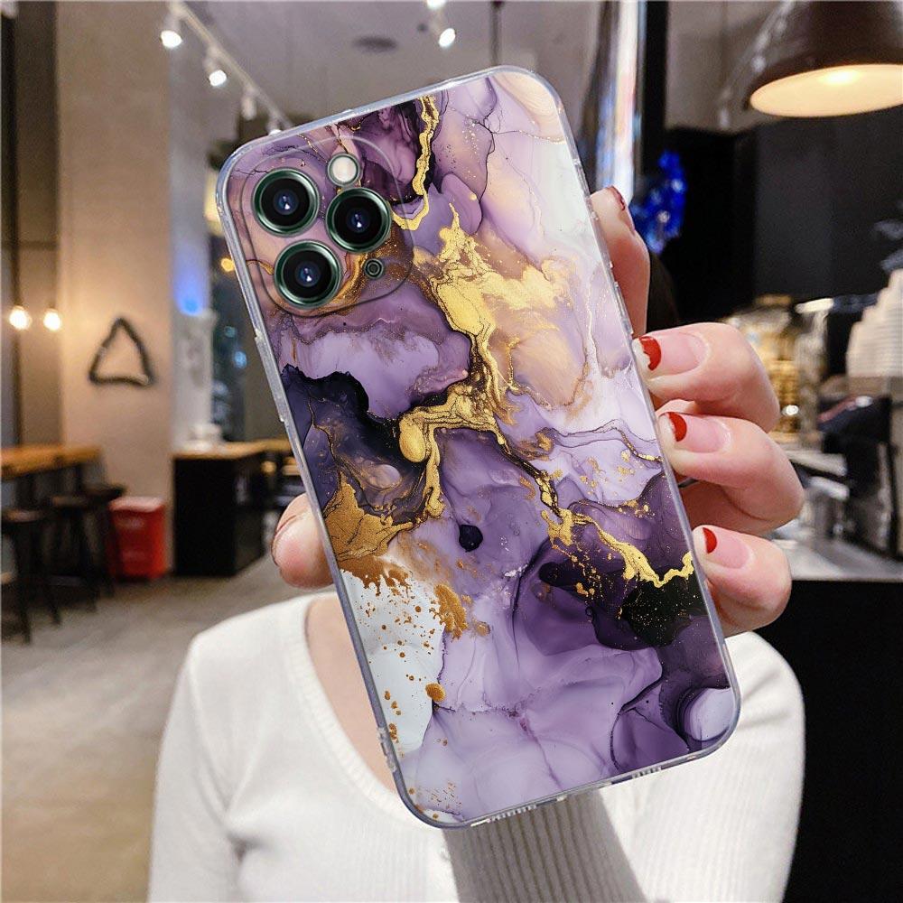Прозрачный чехол с узором из переливающегося мрамора для iPhone 16 15 14 13 12 11 Pro Max Mini Xs XR X 7 8 Plus Чехол для iphone 16 Pro