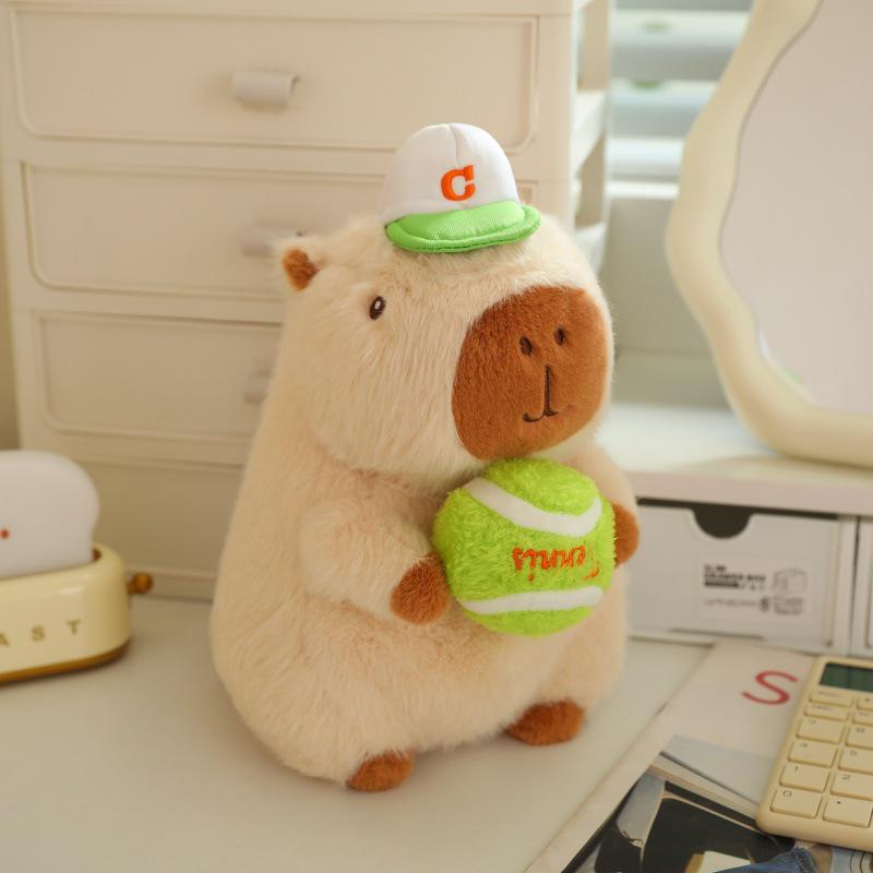 Плюшевая игрушка Капибара Сопливый Мишка: Милый брелок для бейсболки с браслетом на кнопке