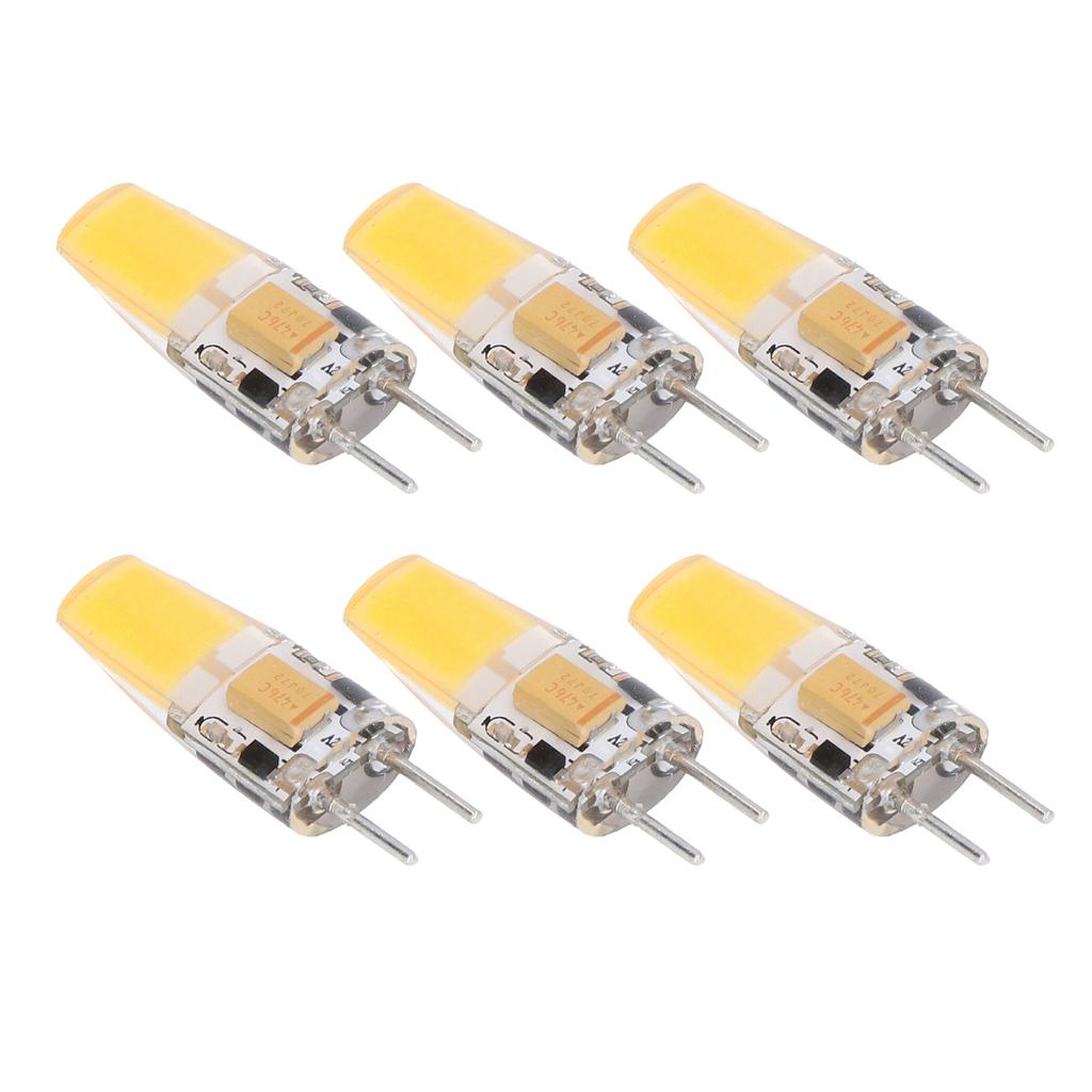 6PCS GY6.35 Bulb 5W AC DC12V COB Light Bulb Energy Saving Silicone Ceiling Lamp Bulb for Living Room
