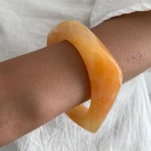 Ingemark 3 Styles Hip Hop Irregular Stacking Resin Thick Bangles for Women New Trend Charm Wide Arm Bracelet Couple Jewelry Gift