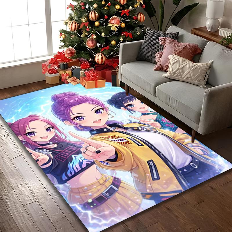 1pc Office Printed Area Carpet, Kpop Demon Hunters Rug, Home Sofa Chair Mat For Christmas and Halloween Décor