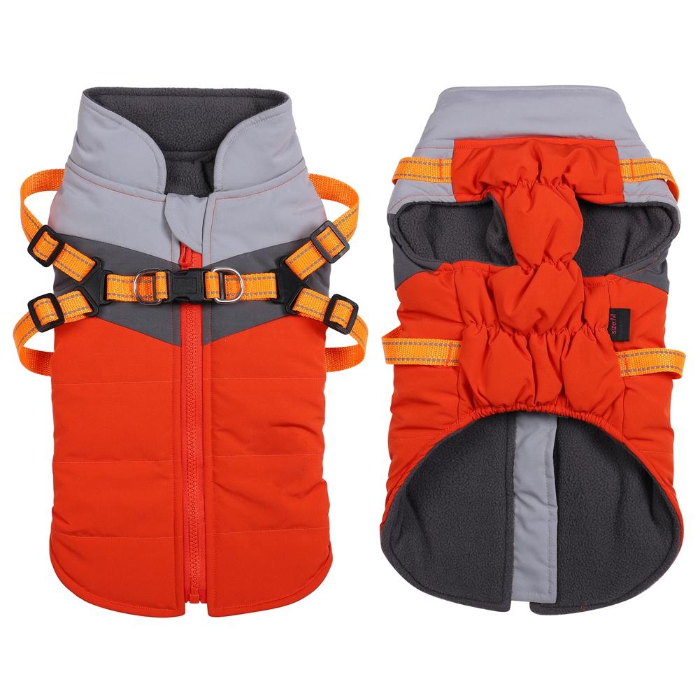 Warm Dog Coat Autumn Winter Dog Jacket with Harness Cold Weather Waterproof Dog Clothes for Large Medium Small Dogs Outfit