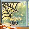 Black Waterproof Spider Web Window Prank Spider Sticker Halloween Decoration Wallpaper Decal