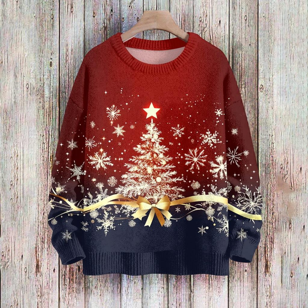 Christmas Sweatshirts For Women Knit Sweater Cute Shirt Fall Crewneck Pullover Tops
