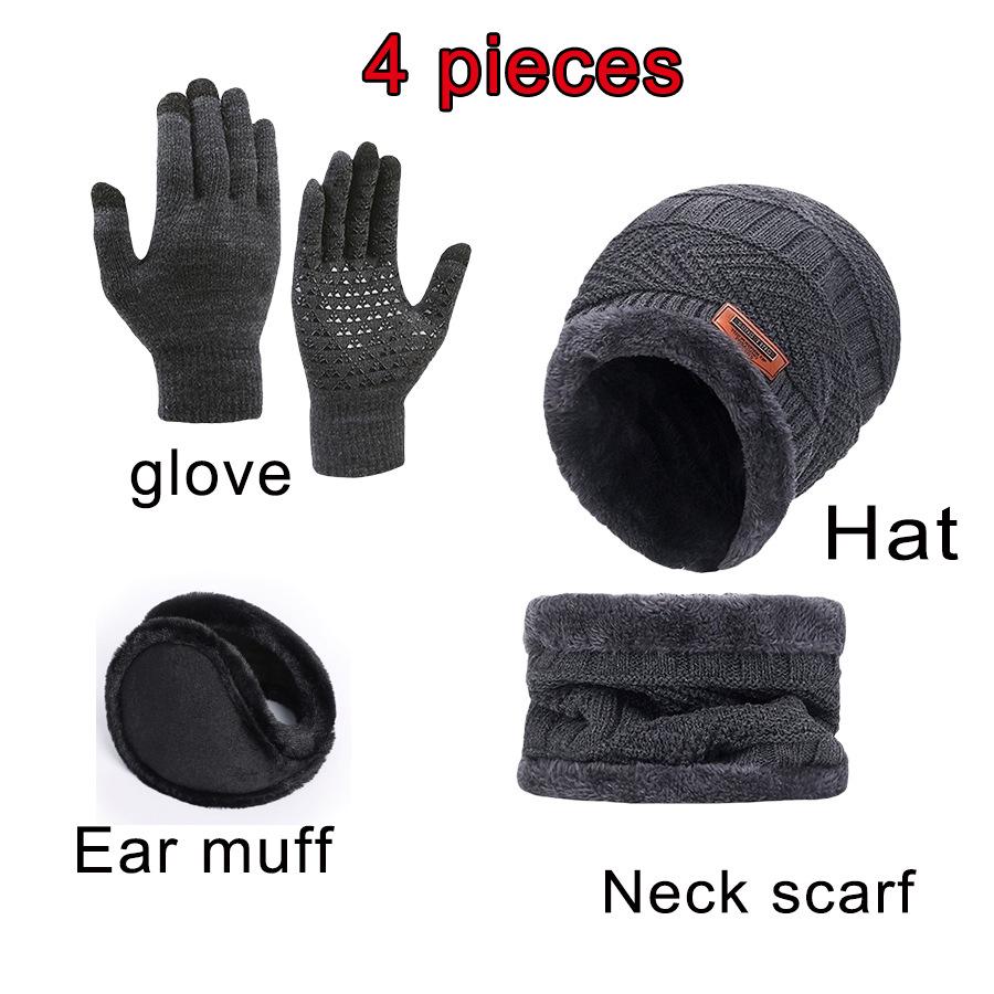 Knitted Woolen Winter Hat, Scarf & Touchscreen Gloves Set