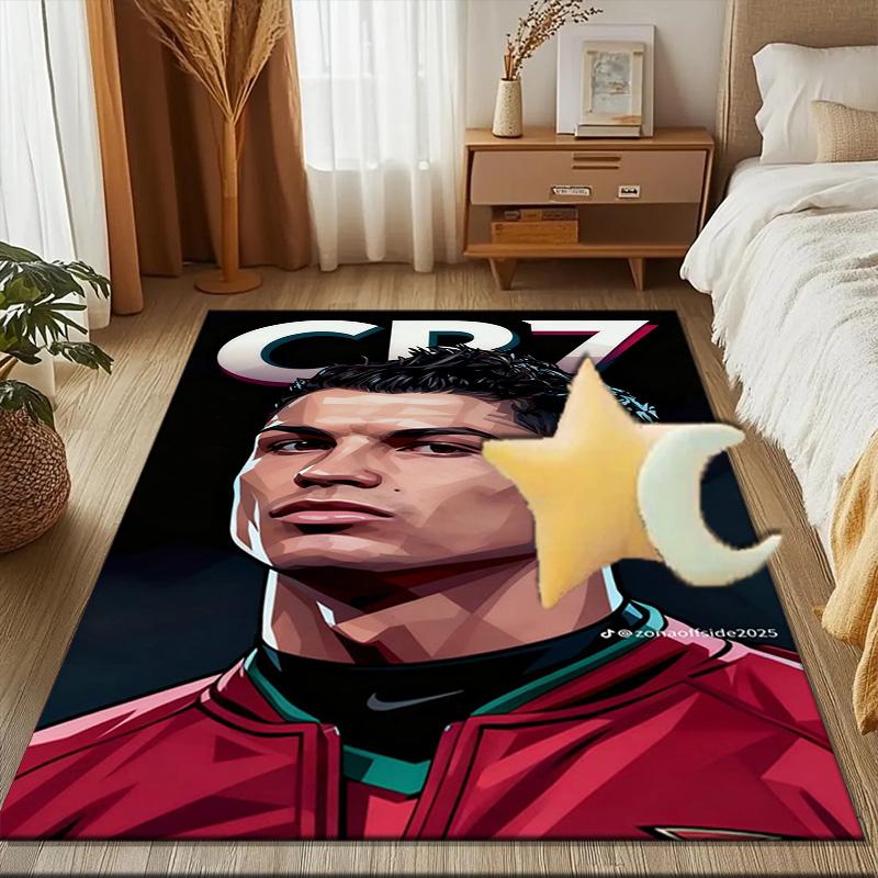 Cristiano Ronaldo Rug Game Carpet, Floor Mat for Bedroom Living Room Entryway Rug, Home Decor Idea Gift for Christmas birthday