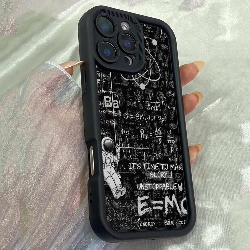 JT200 Милый Астронавт Математика для iPhone 17 16 15 14 Pro Max Samsung S26 S25 Ultra A17 A16 A07 A56 Xiaomi 15T Redmi 15c 14C Note 13 Мягкий ТПУ Чехол