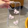 Милый 3D Розовый Бантик Блестящий Чехол для Телефона iPhone 17 16 15 14 13 12 11 Pro Max Plus Роскошный Прозрачный Ударопрочный Бампер