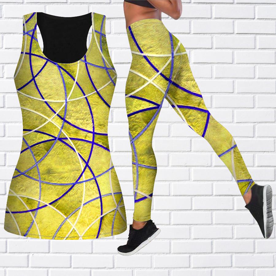 Синий костюм для йоги с принтом пересекающихся линий для женщин, модные леггинсы для тренировок, спортивные повседневные штаны для фитнеса и йоги