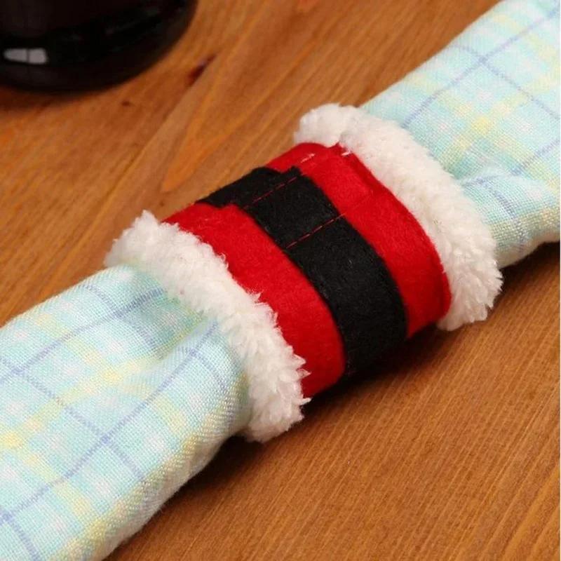 2 шт./лот Санта-Клауса, одежда, кольцо для салфеток, держатель для полотенец, круги, рождественский ужин, декор стола, рождественские украшения для дома