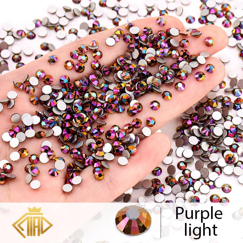 Pujiang Crystal Rhinestone Glass Flat Bottom Diamond Clothing Accessories Round Nail Drill Diy Stud Earrings Bag Sticker Drill