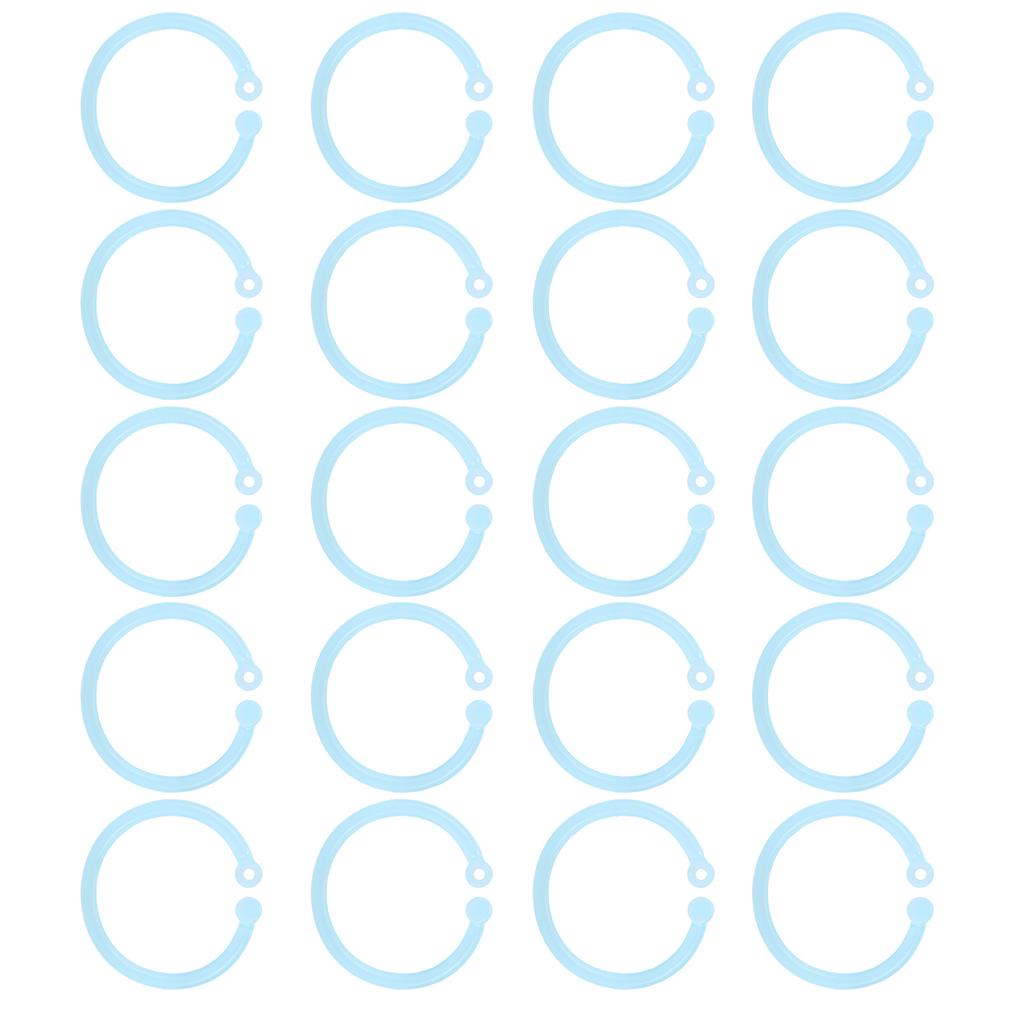 20pcs Plastic Rings Transparent Flexible Loose Leaf Book Binder Rings for School Home Office Cards Document NotebookBlue