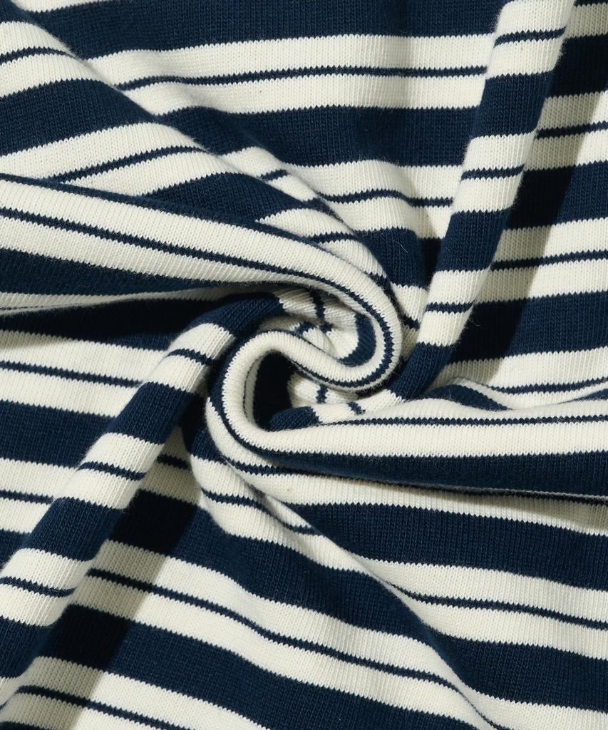 TAILOR STUDIO Oxford Striped Collared Long Sleeve Tee (Navy/White)