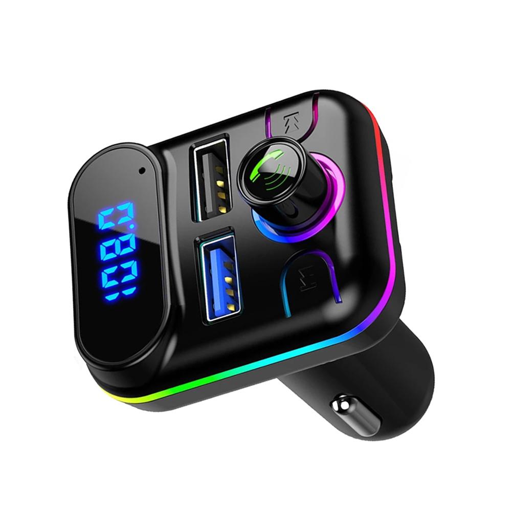 Автомобильный Bluetooth 5.0 FM-передатчик QC3.0 PD Type C Dual USB Автомобильное зарядное устройство Ambient Light Handsfree Mp3-плеер Поддержка TF-карты