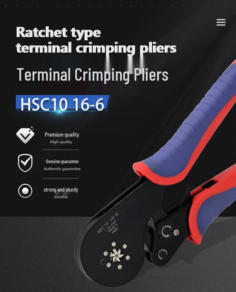 HSC10 16-6 Инструмент для обжима клемм типа «штырь» с трубчатым наконечником, инструмент для холодной прессовки