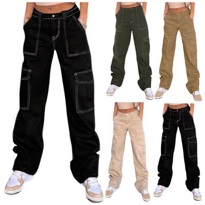 Женские свободные брюки-карго Спортивные брюки в стиле хип-хоп Свободные повседневные брюки с широкими штанинами