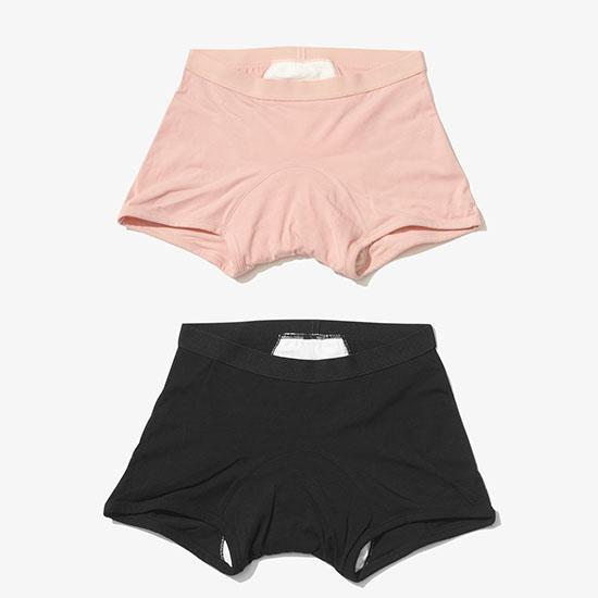 [Сертификация Министерства по безопасности пищевых продуктов и лекарственных средств] Органические менструальные трусы-боксеры CyClean, абрикосовые/черные