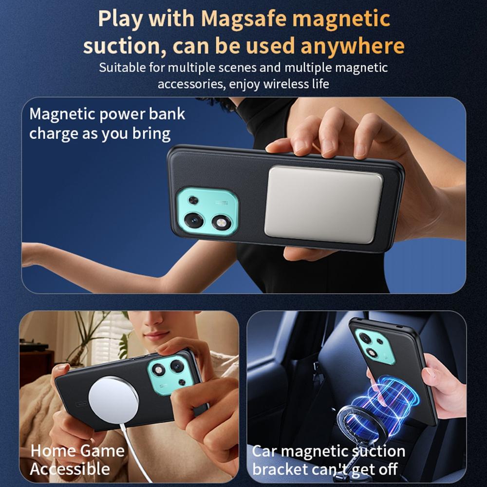 Чехол для Honor X70i, совместимый с MagSafe, с кожаным покрытием, из ТПУ+ПК