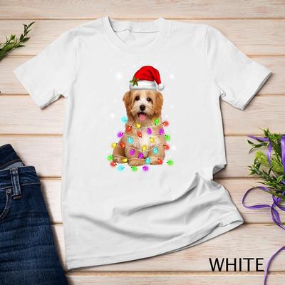 Funny Havanese Dog Santa Hat Christmas Lights Lover Unisex T-Shirt Mens Womens Tees Top