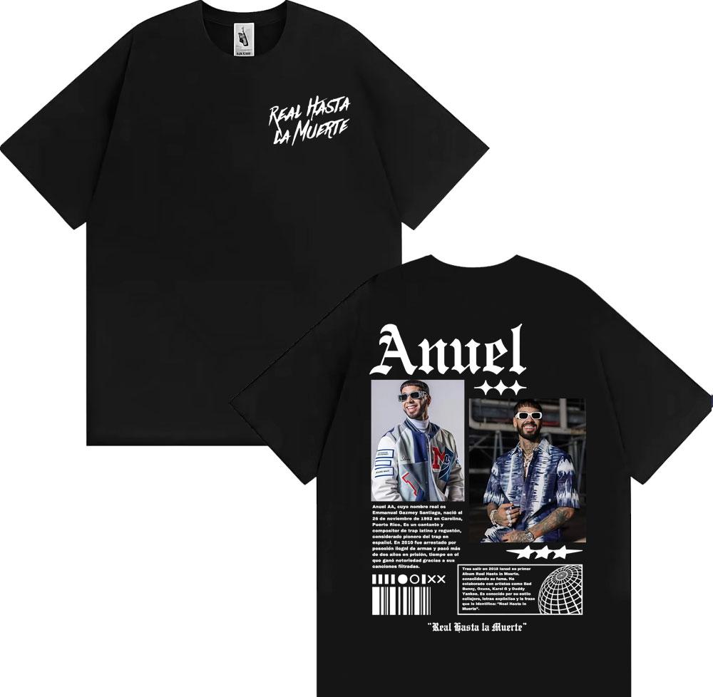 Rapper Anuel AA Rhlm 2 Album 2026 Tour Tshirts Men Women Fashion Hip Hop High Street T Shirt Cotton ONeck Short Sleeve Tshirt